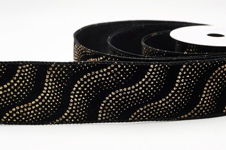 Zwart lint met glitter, golf- en stippenpatroon_KW0474GC-53-53